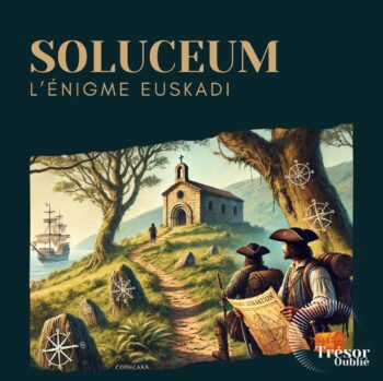 Illustration du Soluceum L’Énigme d’Euskadi, campagne Ulule pour le financement du projet : un livre d'énigmes entre escape game et chasse au trésor.