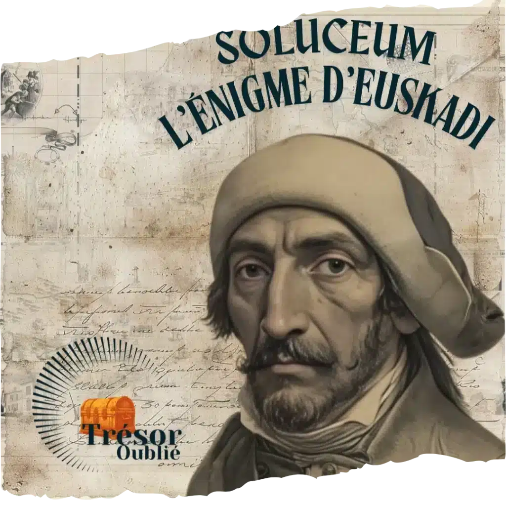 Portrait moderne d'Étienne Pellot, dernier corsaire basque, illustrant le Soluceum : L'Énigme d'Euskadi, un jeu d'énigmes historique entre chasse au trésor et escape game.