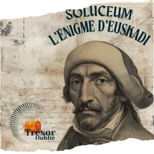 Portrait moderne d'Étienne Pellot, dernier corsaire basque, illustrant le Soluceum : L'Énigme d'Euskadi, un jeu d'énigmes historique entre chasse au trésor et escape game.