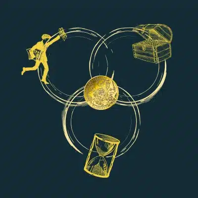 pièce d’or de 250 euros posée sur le journal du jeu – récompense de l’escape game urbain à Gisors