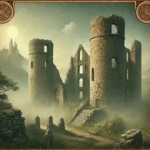 Donjons en ruine et forteresses médiévales dans un style vintage et mystérieux, atmosphère ancienne et mystique pour une chasse au trésor, Vexin normand